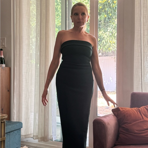 Aritzia Green Ribbed Strapless Sheath Dress - Picture 6 of 8